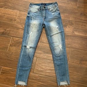 Like new distressed raw hem jeans size 0